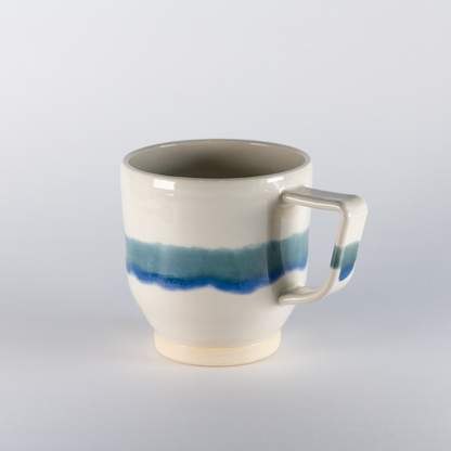 Bridger Mug, Cream with Glacier Blue Stripe