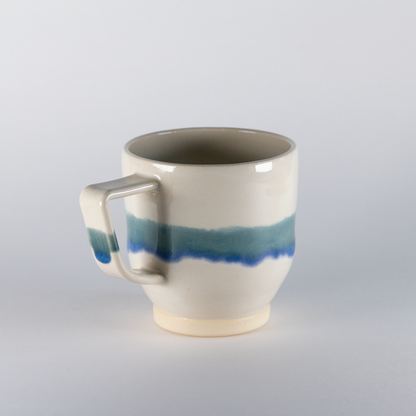 Bridger Mug, Cream with Glacier Blue Stripe