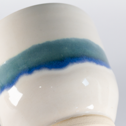 Bridger Mug, Cream with Glacier Blue Stripe