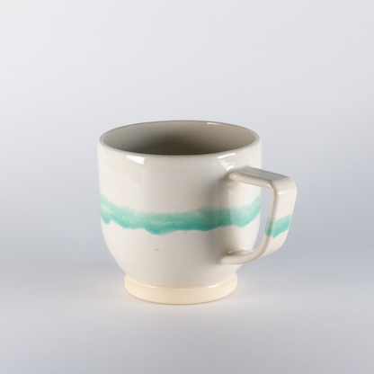 Bridger Mug, Cream with Mint Stripe