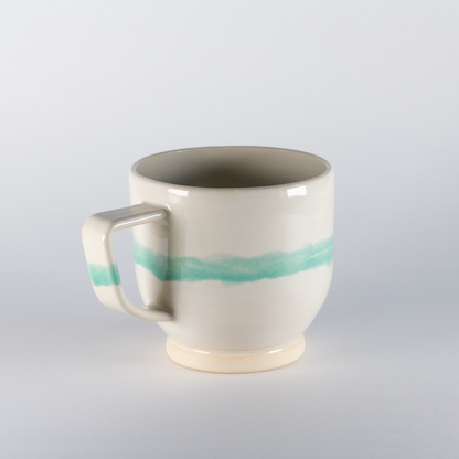 Bridger Mug, Cream with Mint Stripe