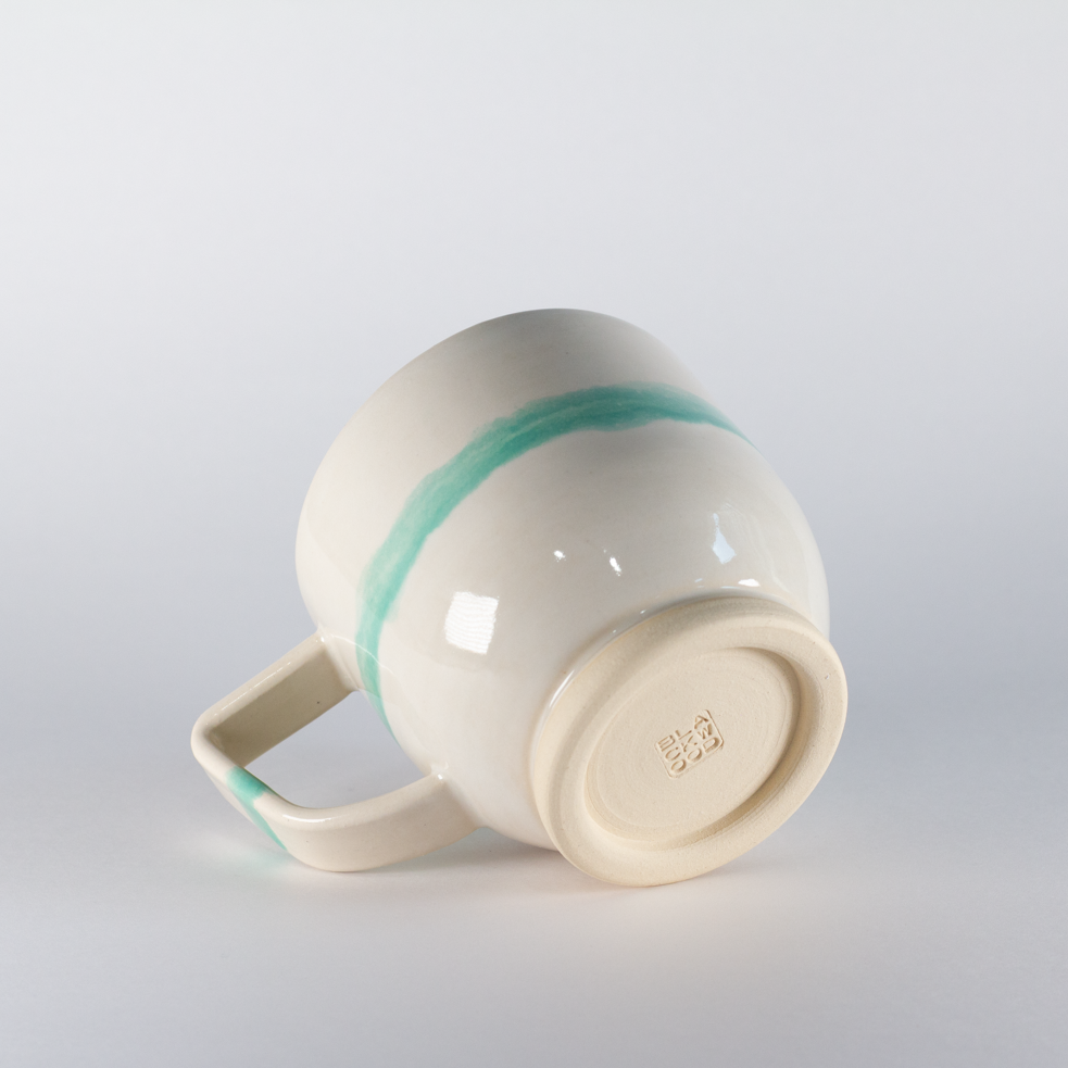 Bridger Mug, Cream with Mint Stripe