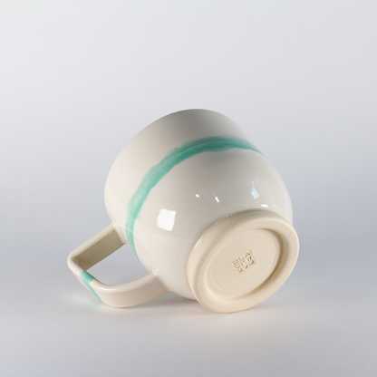 Bridger Mug, Cream with Mint Stripe