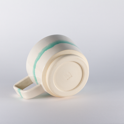 Plains Mug, White with Mint Stripe