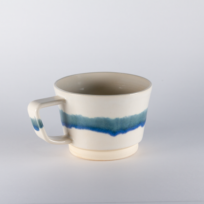 Plains Mug, White with Glacier Blue Stripe