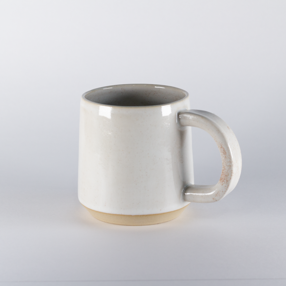 Standard Mug | Thicker Handle, White with Speckles