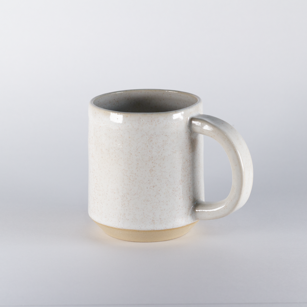 Standard Mug | Thicker Handle, White with Speckles