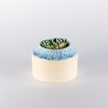 Matchstick Holder, Speckled Blue
