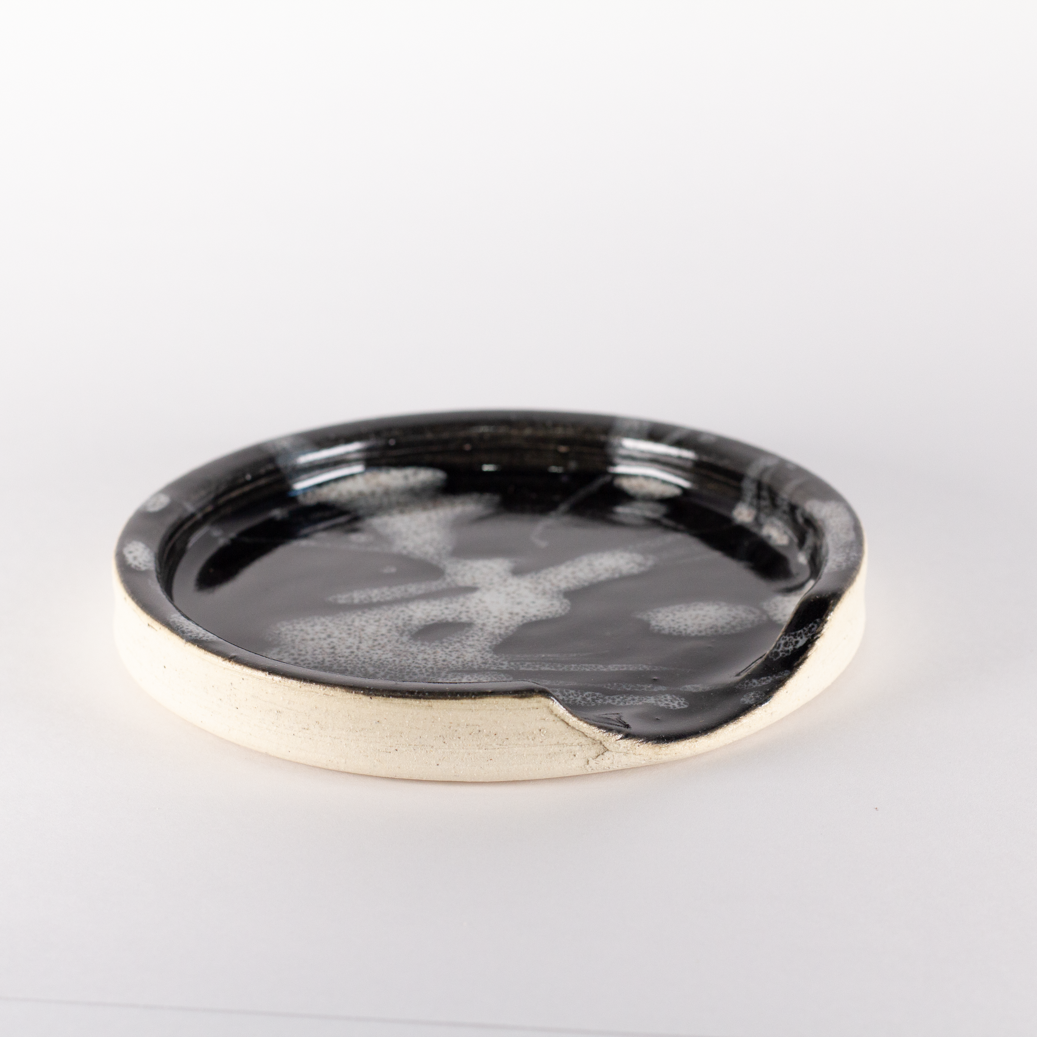 Spoon Rest, Black with White Splash