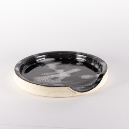 Spoon Rest, Black with White Splash