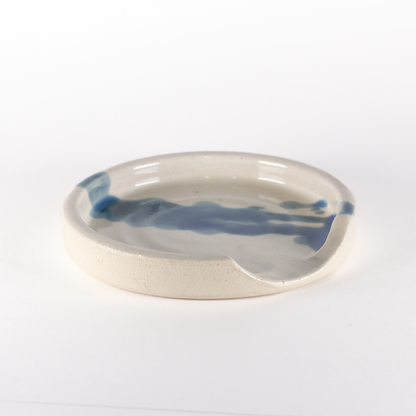 Spoon Rest, White with a Blue Splash
