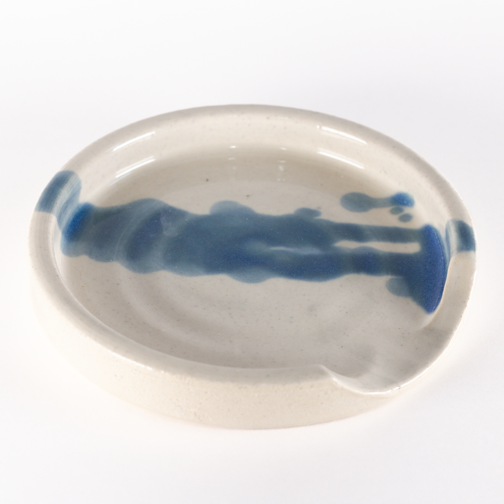 Spoon Rest, White with a Blue Splash