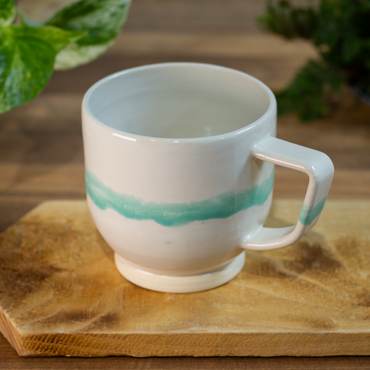 Bridger Mug, Cream with Mint Stripe