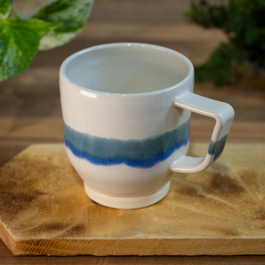Bridger Mug, Cream with Glacier Blue Stripe