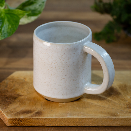 Standard Mug | Thicker Handle, White with Speckles