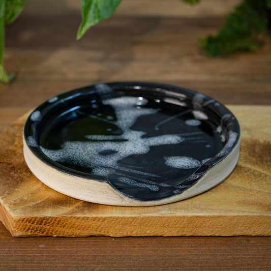 Spoon Rest, Black with White Splash