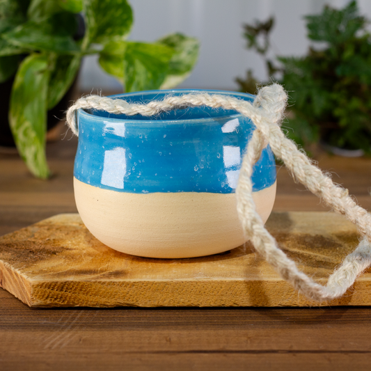 Hanging Planter, Blue with Speckles